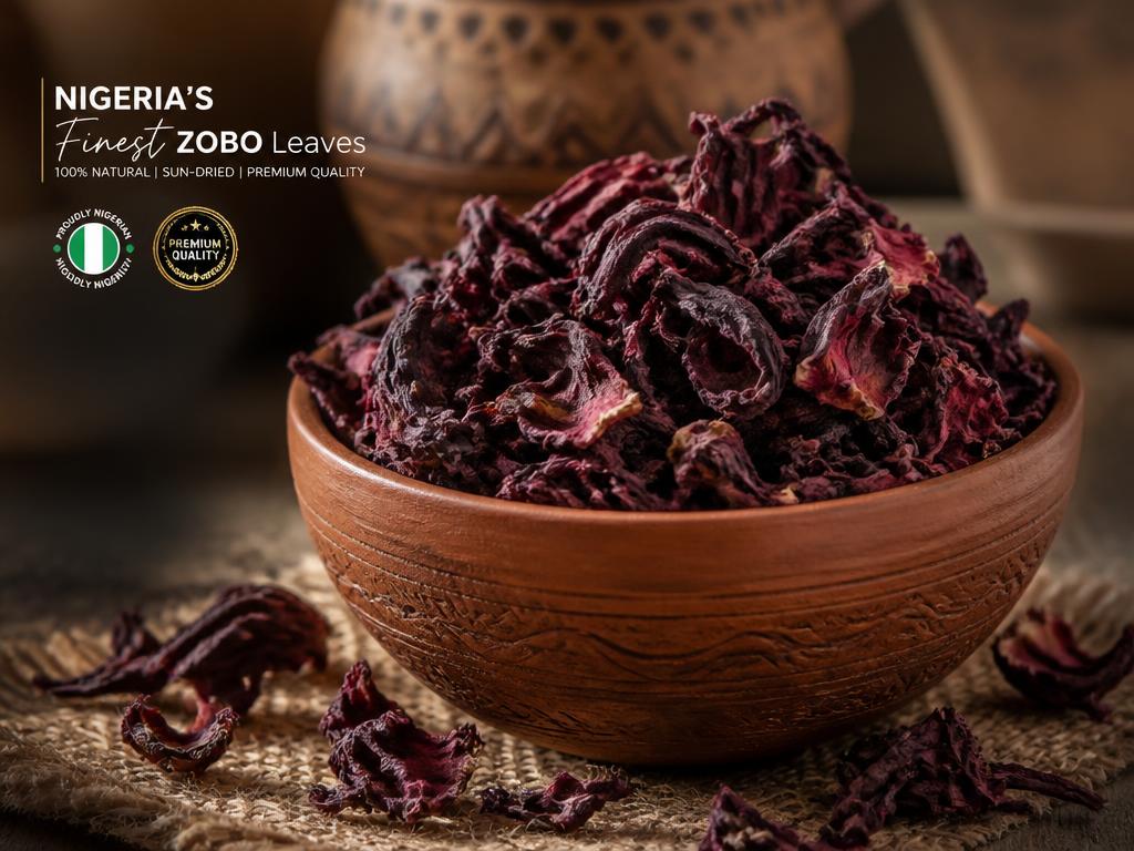 Dried hibiscus flower petals in a clay bowl